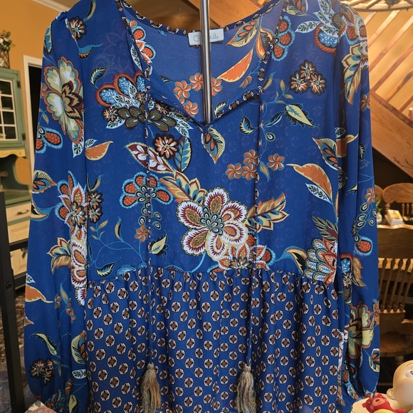 Chenault Blue Floral Blouse - Picture 1 of 5